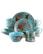 Elama Butterfly Garden 16pc Stoneware Dinnerware Set