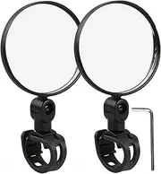 Bike Mirror Handlebar Rotatable Bicycle Mirror 360° Adjustable Road Bike Mirror Bicycle Cycling Rearview Mirrors Bicycle Mountain Bike Mirrors Convex Glass Mirror, 2pcs