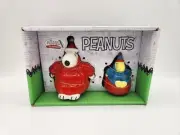 NEW Peanuts Snoopy Puffer Jacket Woodstock Salt & Pepper Shakers Christmas