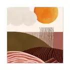 Landscape Fields Sun Boho Pastel Ochre Huge Wall Art Square Print Picture