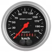 Auto Meter 3982-M Sport-Comp 3-GPS 3/8" Speedometer Gauge; 225 Km/h