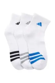 3pr Adidas Youth 13-4 Athletic Climalite Comfort Socks White 5123912 FAST! AB7