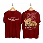 T恤 TEDDY BEAR LUCKY MAROON T-SHIRT 棉質T恤男裝男裝男裝 T恤絲網印花 T恤 GABA