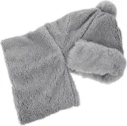 [WOONEKY] Fashionable Thermal Hat for Women Scarf Mask for Outdoor Activities Soft Full Head Protection Present Choice Grey