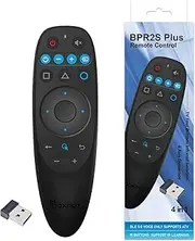 BPR2S Plus 2.4G RF, Equipped with USB Receiver, BT Voice, Aerial Mouse Remote Control, 6-axis Gyroscope, 4TV Button IR Learning, Suitable for TV/TV Box/Computer/set-top Box(Batteries are not included)