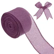Burlap Ribbon, 2" x 10 Yards Burlap Wired Edge Ribbon [Dark Purple]