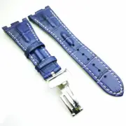 28mm Blue Calf Leather 18 Clasp Strap for AP Royal Oak Offshore 42mm Case Watch