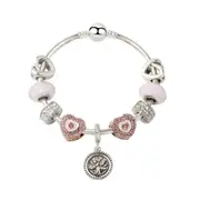 Veile Studios Creative Fashion Pink Life Tree Love Bracelet Glass Bead Bracelets