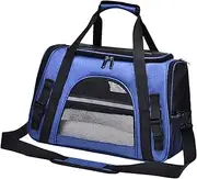 Generic Pet Carrier Bag with Shoulder Strap & Removable Mat, Large Capacity Ventilated Travel Pet Bag, Cat Carrier for Puppy, Blue
