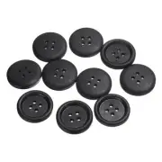 10pcs Wooden Sewing Button 23mm 4 Holes Round Craft Buttons, Black