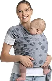 Anecoes Baby Wraps Carrier - Polka Dots Pattern - All-in-One Baby Wearing Wrap Hands-Free Design Infant Sling Carrier, Soft, Comfortable Fabric for Newborns to Toddlers 7-35 lbs