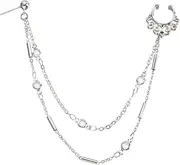 [Generic] Punk Fake Nose Ring Ear Chain Earrings Disc Tassel Nose Ring Hoop Chain Vintage Sequins Fringer Nose Ring Ear Chain Non Piercing Cuff Nose to Ear Chain Jewelry for Women Girls