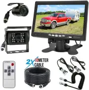 7" HD Monitor+2X Reversing Camera Mini CMOS 4PIN CCD Kit System Trailer RV Cable