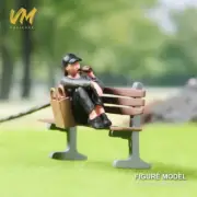 Resin 1/87 Diorama Car Repairman Scene Props Miniature Figure Girl Drinking Wine