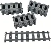 18X Straight Trains Rail Non-Powered Rail Compatible for Major Brands Train Tracks Track Railroad Construction Toy