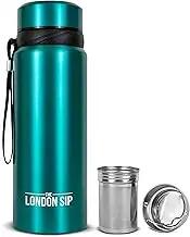 25 oz Multi-Function Travel Mug and Tumbler | Tea Infuser Water Bottle | Fruit Infused Flask | Hot & Cold Double Wall Stainless Steel Coffee Thermos | by Here & Now Supply Co. Celestial Blue