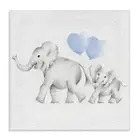 Elephant Family Blue Balloon Linen Look Stretched Canvas Wall Art, Proudly Ma...