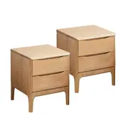 MIUZ 2x Bedside Tables Drawers Side Table Nightstand Storage Cabinet Solid American Oak Wood