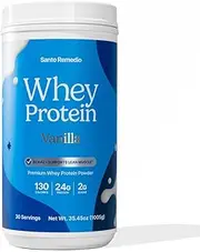 Santo Remedio Vanilla Whey Protein, Premium Whey Protein Powder, 24g of Protein per Serving, 30 Servings