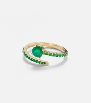 [Ileana Makri] Ileana Makri Grass Seed 18kt yellow gold ring with emeralds P gold