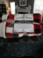Carstens Fleece Throw Bears Lumberjack Design 68" x 54" Shearling Lining.