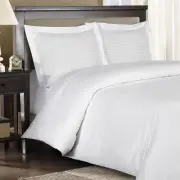 1200 Thread Count 100% Egyptian Cotton Bed Sheet Set,1200TC, QUEEN, White Stripe