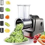 Electric Cheese Grater, 250W Electric Vegetable Slicer Shredder, Salad Maker with 5 Different Shapes of Blades, Electric Salad Machine for Fruits, Vegetables, Cheeses