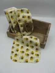 NEW napkins 10 reuseable baby wipes flannel cloth honeycomb bees bumble honey
