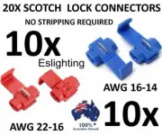 20Pcs Lock Wire Electrical Cable Connector Quick Splice Terminals Red + Black AU