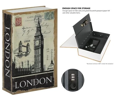 Safe Lock Box Book Money Secret Cash Hidden Key Vault Fire Proof Metal Home