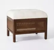 Threshold designed w/Studio McGee Ottoman Cane Base Bedroom Walnut Cream