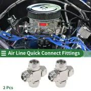 Push to Fittings 1/2" Equal Cross Air Line Quick Connector Silver Tone