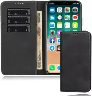 Premium PU Leather Flip Strong Magnetic Kickstand Card-iPhone 11(6.1 Inch)-Black