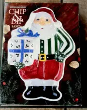 Santa Platter Ceramic Chip & Dip Large Serving Plate Platter Christmas Decor NIB