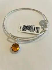 Alex and Ani NOVEMBER Birthstone Charm Bangle bracelet topaz, yellow, silver