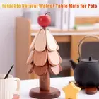 Placemat for Cups Anti-scalding Walnut Trivets Hot Dishes Teapots Christmas Tree
