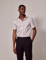 Hawes & Curtis Non-Iron Pink Pique Slim Short Sleeve Shirt Size: Small
