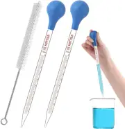 2Pc 10Ml Glass Pipette Dropper W/ Rubber Bulb & Brush for Essential Oils Lab
