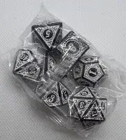 Antique Design White 7 Pc Dice Polyhedral Set RPG DnD Dungeons Dragons AD&D d20