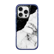 iPhone 16 Pro Impact Case MagSafe Compatible Black and White Contrast Marble