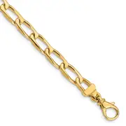 Solid 14K Yellow Gold 20 inch 6.5mm Hand Polished Fancy Open Link with Fancy Lobster Clasp Chain Necklace