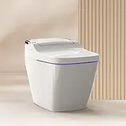 VOVO STYLEMENT TCB-090SA Smart Bidet Toilet for bathrooms, Elongated One Piece Toilet with Auto Open/Close Lid, 1.12 GPF, Auto Dual Flush, ADA Chair Height, Heated Seat, Made in Korea - Floor Drainage