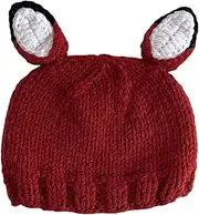 [Tinker Tot Baby] Tinker Tot Winter Baby Beanie l Red Fox 1-4 Months Soft & Warm Crocket Knit Kids Beanie for Boys and Girls with Warm Earflap l Handmade Newborn Baby to Toddler Beanie Hat – S