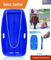 Perfect Holiday Gift - 35” Plastic Snow Sled for Kids & Adults, Up to 300 lbs