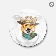 Hipster Dog Pembroke Welsh Corgi Animal | 4'' X 4'' Round Decorative Magnet