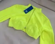 Jeremy Scott adidas Originals JS Track Crop Top Jacket Velour H50967 Neon Sz S