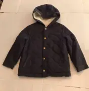 Tommy Bahama Boys Quilted Hooded Gray Jacket Hooded Faux Sherpa Lined 4-5 Yr New