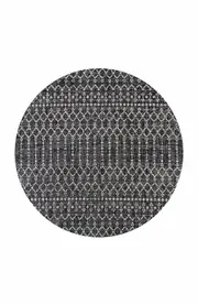 JONATHAN Y Ourika Moroccan Geometric Textured Weave Indoor/Outdoor Round Area Rug in Black/gray at Nordstrom, Size 5Ft 0In X 5Ft 0In