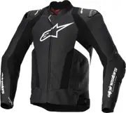 Alpinestars Missile V3 Airflow perforated Motorcycle Leather Jacket, black-white, Size 56 for Men Black White
