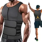[Generic] Men Body Shaper - Elastic Body Shaper with Double Waistband Sports Vest | Slimming Comfortable Tank Top | Slimming Vest Men | Compression Shirt for Running, Sports, Fitness, Walking or Daily Wear